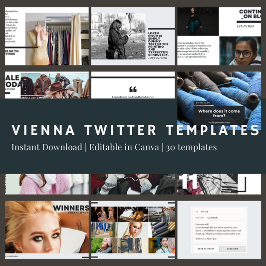 Vienna Twitter Templates | 30 Editable Canva Designs | Instant Download